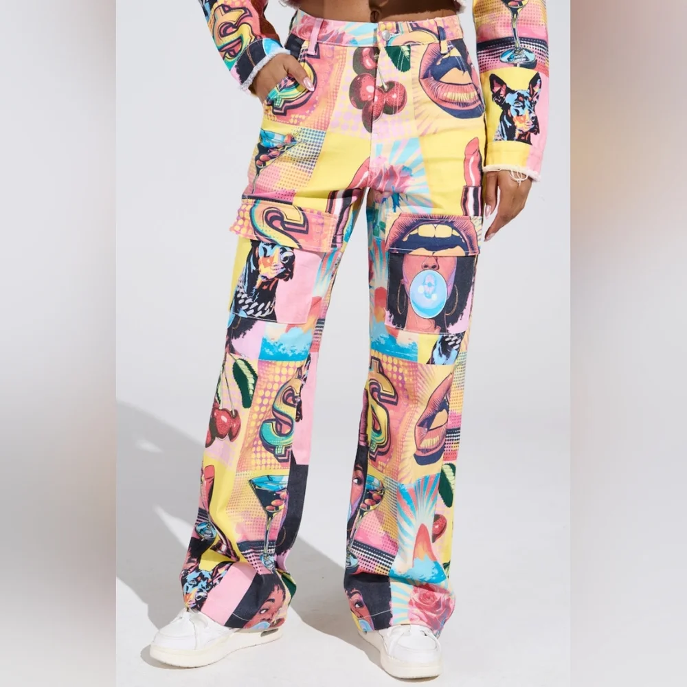 AKIRA Electric Printed Denim Cargo Pants - Picture 8 of 16